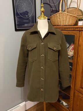 NOA Olive Wool Blend Shacket